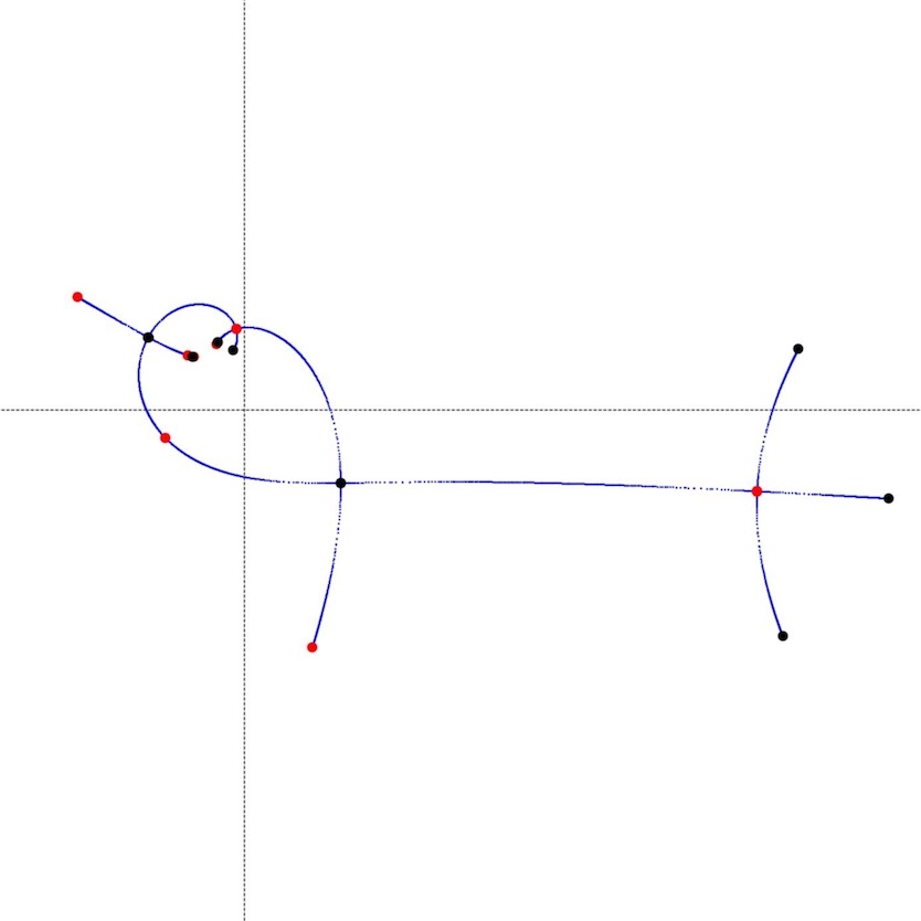 A spare mathematical dessin that appears too calm for the room around it.